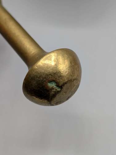 Solid brass pestle and mortar featuring, mid 19th century, Victorian