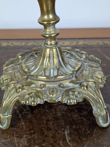 Victorian brass tazza with pierced dish and registration mark, England, late 19th century