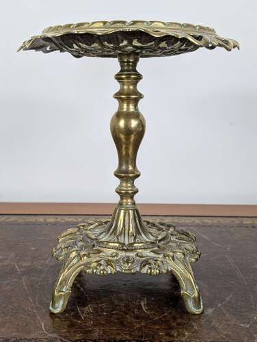 Victorian brass tazza with pierced dish and registration mark, England, late 19th century