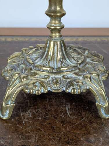 Victorian brass tazza with pierced dish and registration mark, England, late 19th century
