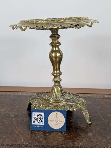 Victorian brass tazza with pierced dish and registration mark, England, late 19th century