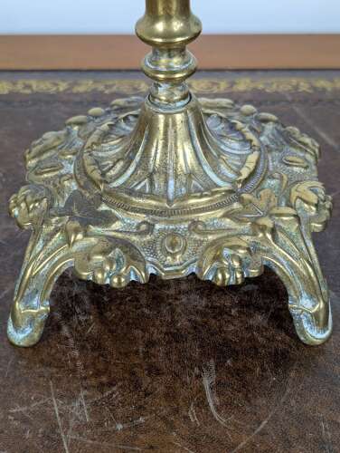Victorian brass tazza with pierced dish and registration mark, England, late 19th century