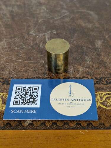Victorian brass linen prover or thread counter with magnifier in original case, 19th C