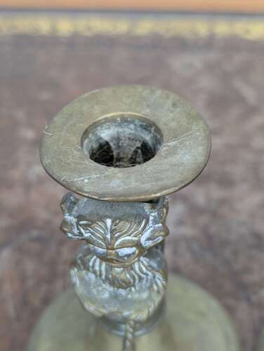 Rare pair Victorian brass Lincoln imp candlesticks in gothic revival style, 19th century