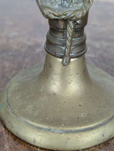 Rare pair Victorian brass Lincoln imp candlesticks in gothic revival style, 19th century