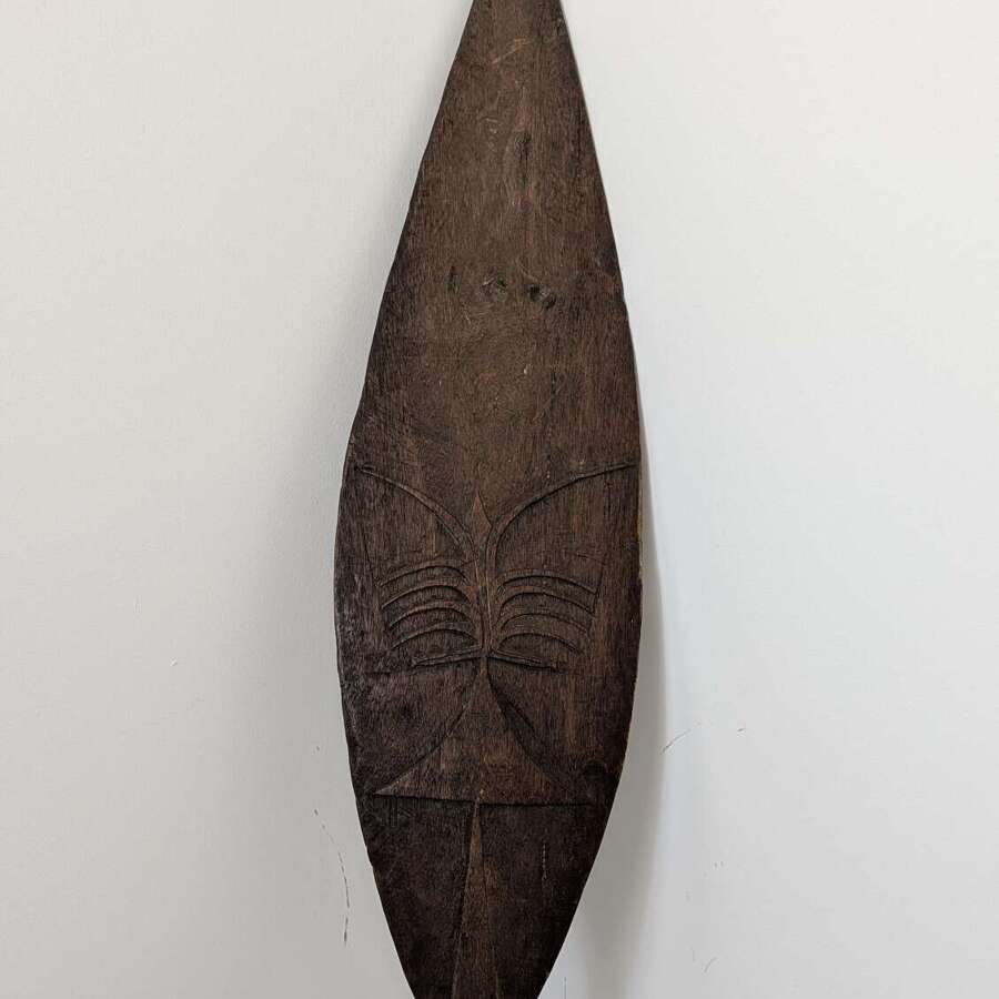 Santa Cruz Solomon Islands carved ceremonial dance paddle with blade motif c 1900
