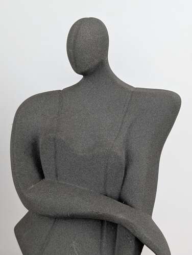 Cristina Puell modernist terracotta sculpture mantel clock, Spain, c.1980