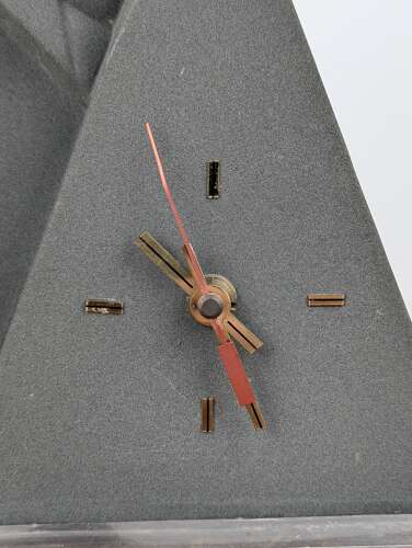 Cristina Puell modernist terracotta sculpture mantel clock, Spain, c.1980