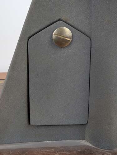 Cristina Puell modernist terracotta sculpture mantel clock, Spain, c.1980