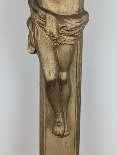 Large French giltwood crucifix with brass corpus, late 19th century