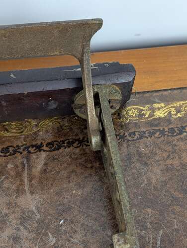 Rex No. 12 cast iron butcher paper holder and cutter, circa 1900 to 1930