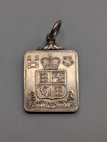 Royal Mint sterling silver proof-set plaque pendant, 1984