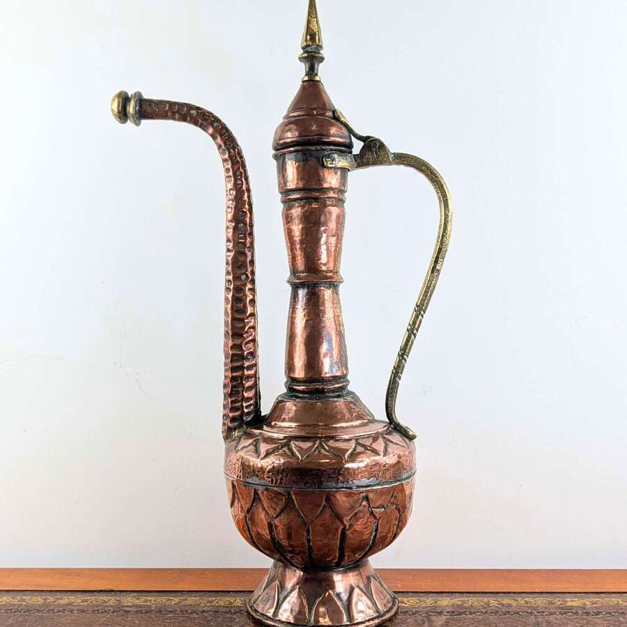 Large Ottoman copper aftaba ewer, 18th-19th century, Afghan to Bukhara region