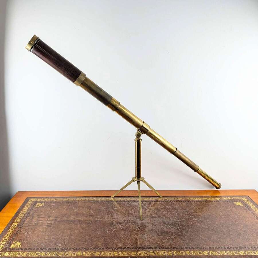 Victorian brass telescope signed Dancer Manchester with tripod and case, circa 1850