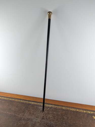 Victorian gold-filled engraved walking cane with ebonised shaft c.1890